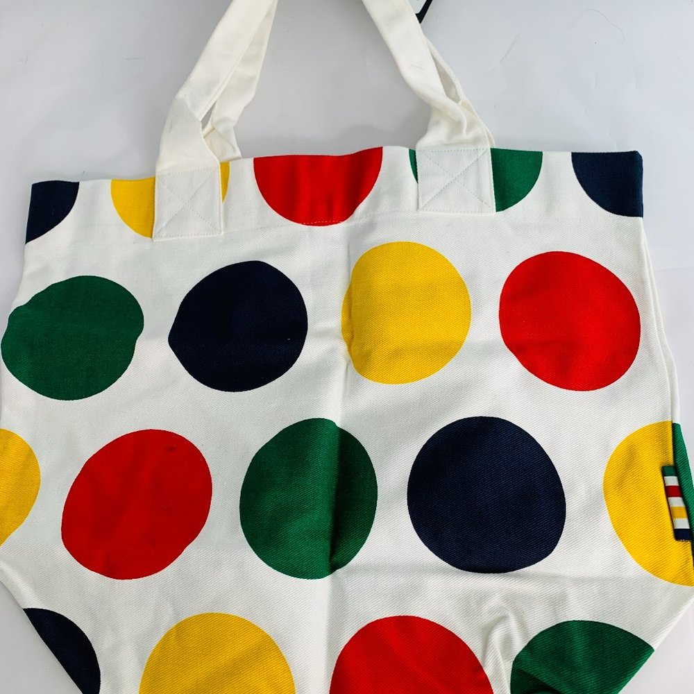 Hudson Bay multi-color polka dot canvas tote